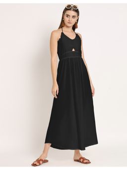Moomaya - Cut Out Halter Solid Maxi Dress
