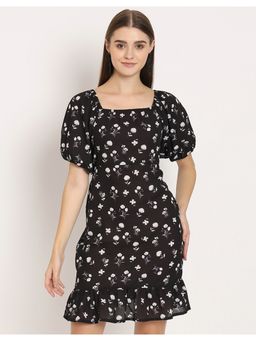 Moomaya - Sheath Printed Square Neck Mini Dress