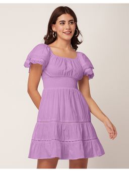 Moomaya - Layered Sleeve Chic Cotton Mini Dress