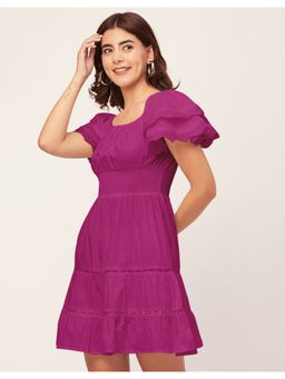 Moomaya - Layered Sleeve Chic Cotton Mini Dress