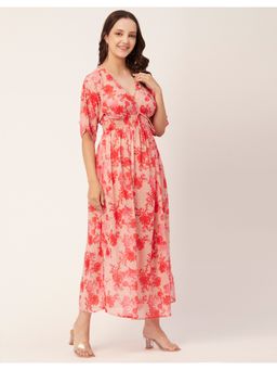Moomaya - Sheer Coverup Maxi Half Sleeve Dress
