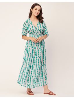 Moomaya - Sheer Coverup Maxi Half Sleeve Dress