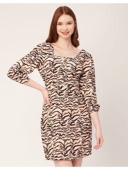 Moomaya - ButtonUp Square Neck Printed Mini Dress