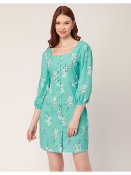 Moomaya - ButtonUp Square Neck Printed Mini Dress