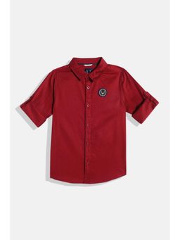 Allen Solly - Boys Red Slim Fit Solid Casual Shirt