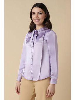 Allen Solly - Women Purple Solid Full Sleeves Shirt