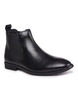Zoom Shoes - A4419 Genuine Leather Mid Ankle Party Black Chelsea Boots