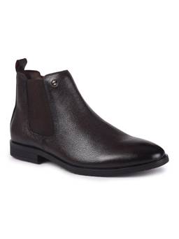 Zoom Shoes - A4419 Genuine Leather Mid Ankle Party Brown Chelsea Boots