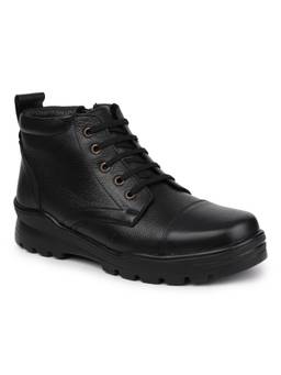 Zoom Shoes - AFORC Genuine Leather Mid Ankle Black Casual Boots