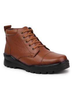Zoom Shoes - AFORC Genuine Leather Mid Ankle Brown Casual Boots