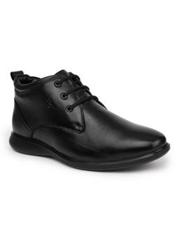 Zoom Shoes - ARC1215 Genuine Leather Mid Ankle Party Black Derbies