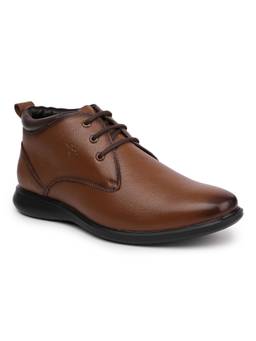 Zoom Shoes - ARC1215 Genuine Leather Mid Ankle Party Tan Derbies