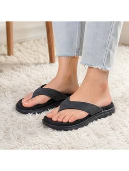SOLETHREADS - Axis Women Black Comfort Flip Flops