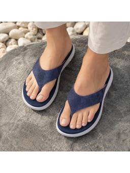 SOLETHREADS - Axis Women Navy Blue Comfort Flip Flops