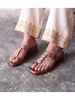 Pair ie Tales - Ornate Chain Wedge Heels - Antique Gold