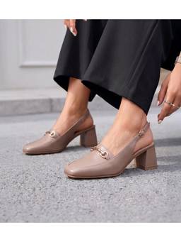 Pair ie Tales - Classic Detail Slingback Heels - Beige