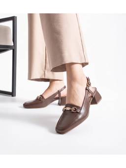 Pair ie Tales - Classic Detail Slingback Heels - Brown