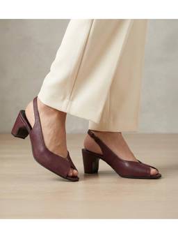 Pair ie Tales - Sculpted Slingback Heels - Maroon