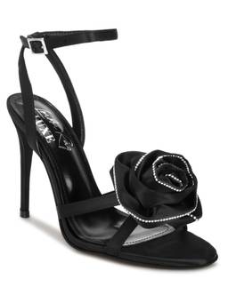 London Rag - Black Embellished Floral Accent Stiletto Heels