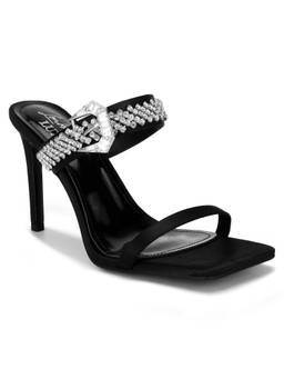 London Rag - Black Diamante Slip On Sandals