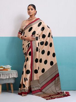 Gahan - Black Polka Saree with Unstitched Blouse