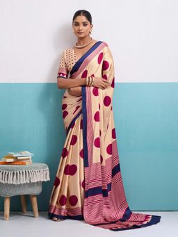 Gahan - Pink Polka Saree with Unstitched Blouse