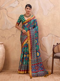 Gahan - Patola Tussar Multi-Color Saree with Unstitched Blouse