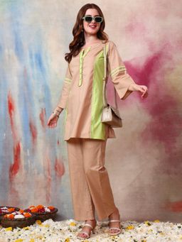 Gahan - Women Cotton Slub Beads Work Co-Ord Set