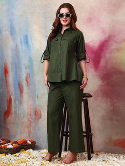 Gahan - Women Cotton Slub Green Co-Ord Set