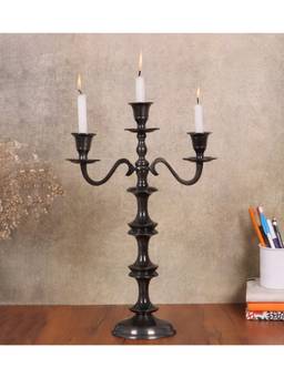 De Maison Decor - Imperium Crested 3-Arm Candleholder - Black
