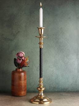 De Maison Decor - Leatherluxe Candle Holder in Brown Black