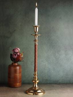 De Maison Decor - Leatherluxe Candle Holder in Gold Black - Large