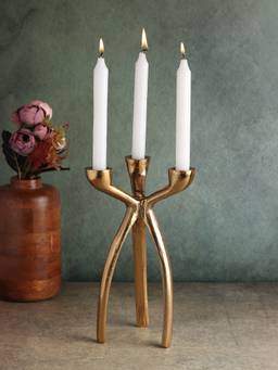 De Maison Decor - Trifecta Candle Holder in Gold
