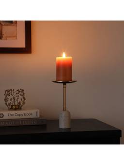 De Maison Decor - Marble Pri Pillar Candle Stand in Gold