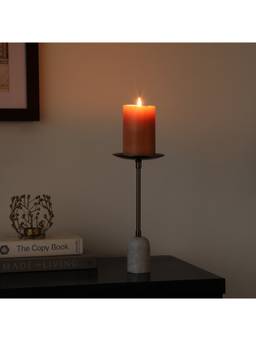 De Maison Decor - Marble Pri Pillar Candle Stand in Black