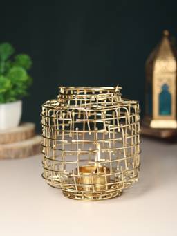 De Maison Decor - Basketweave Gold Tealight Holder