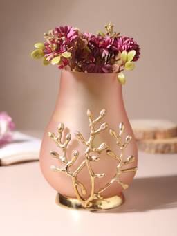 De Maison Decor - Versalux Glass Vase and Candle Holder in Peach & Gold