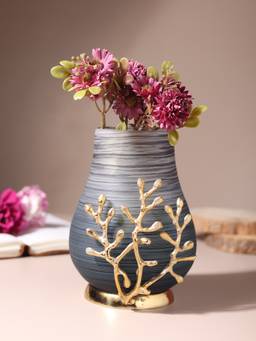 De Maison Decor - Versalux Glass Vase and Candle Holder in Wavy Grey & Gold
