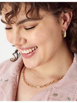 Accessorize London - Women's gold Super Classics Etched Plait Hoop Earring