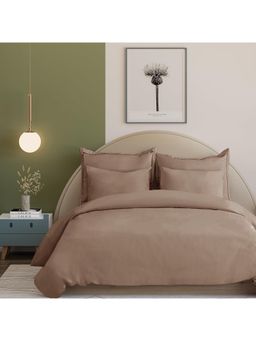 ARRABI - D.Beige Solid Tc Cotton Blend Super King Bedsheet With 2 Pillow Covers
