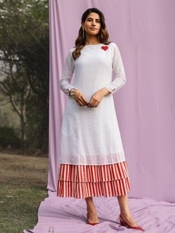 Gulaal - Scarlet Heart Cotton White Dress