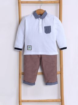 Mee Mee - Infant Brown Cotton Collar Neck T-shirt & Trouser