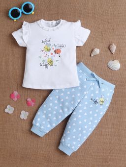 Mee Mee - Infant Girls Polka Bee Cotton Round Neck Top and Joggers