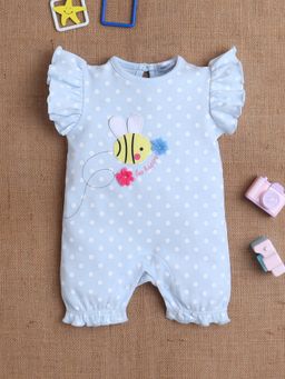 Mee Mee - Infant Girl Cotton Blue Polka Dot Bee Romper