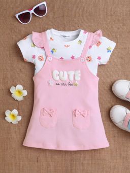 Mee Mee - Infant Pink Cute A-Line Pinafore Dress with T-shirt