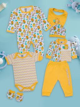 Mee Mee - Unisex Yellow Lion Printed New Born Baby Combo Set