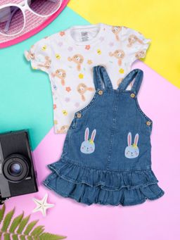 Mee Mee - Infant Blue Bunny A-Line Pinafore Dress with T-shirt