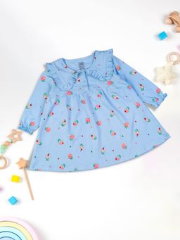 Mee Mee - Infant Girls Blue Cupcake Printed Frock