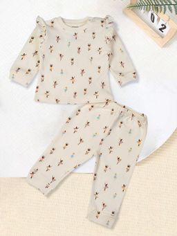 Mee Mee - Infant Girl Off-white Cotton Dancing Girl Printed Co-Ord Set