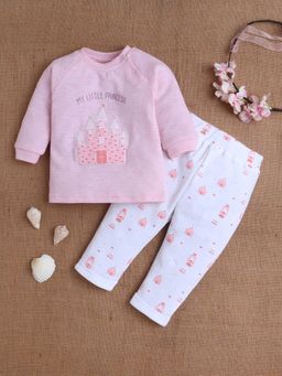 Mee Mee - Infant Girl Pink Cotton Castle Printed Co-Ord Set